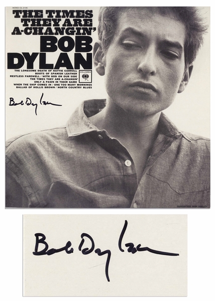 Bob Dylan Signed Album ''The Times They Are A-Changin''' -- With Roger Epperson, Jeff Rosen & PSA/DNA COAs